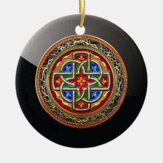 [200] Celtic Cross [Gold+Enamel] Ceramic Tree Decoration