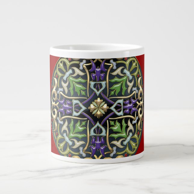 [200] Celtic Cross [Gold with Black Enamel] Large Coffee Mug (Front)