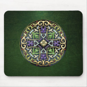 [200] Celtic Cross [Gold with Black Enamel] Mouse Mat