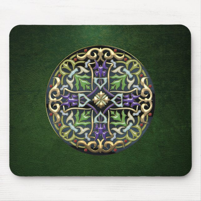 [200] Celtic Cross [Gold with Black Enamel] Mouse Mat (Front)