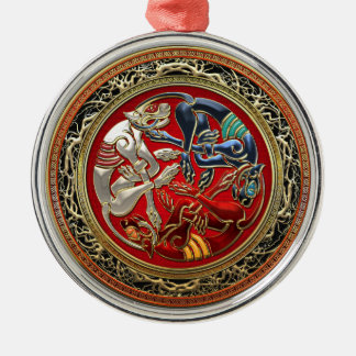 [200] Celtic Treasures - Three Dogs on Gold Metal Tree Decoration
