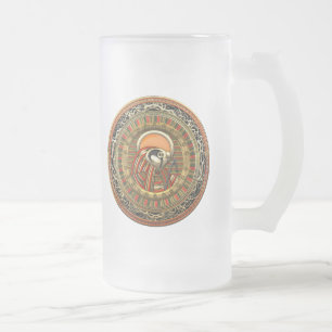 [200] Egyptian Sun God Ra Frosted Glass Beer Mug