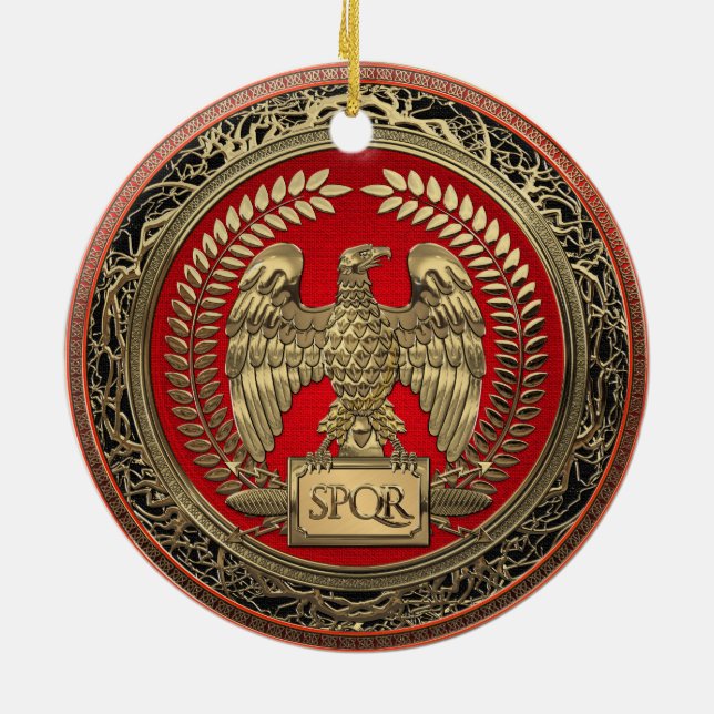 [200] Gold Roman Imperial Eagle Ceramic Tree Decoration (Back)