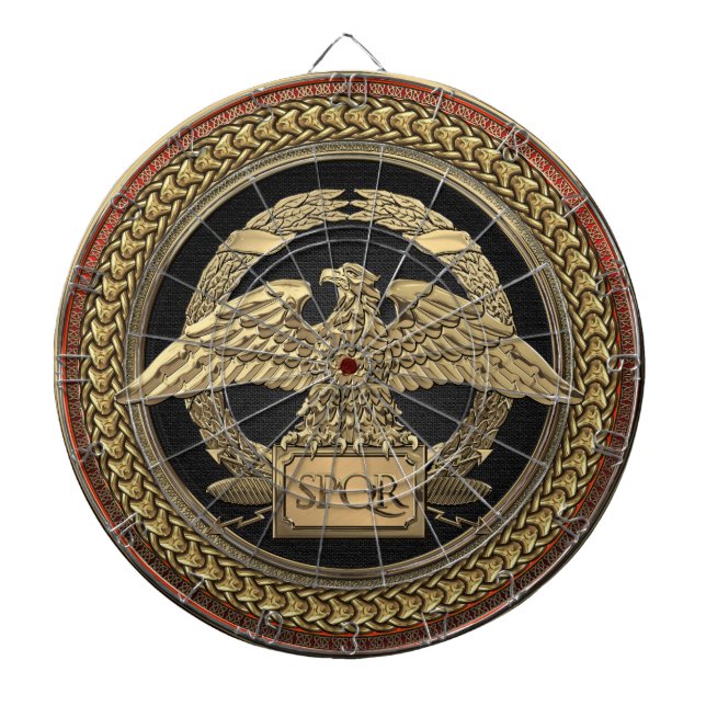 [200] Gold Roman Imperial Eagle on Gold Medallion Dartboard (Front)