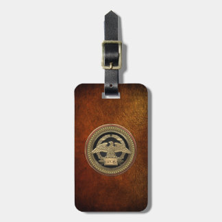 [200] Gold Roman Imperial Eagle on Gold Medallion Luggage Tag
