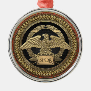 [200] Gold Roman Imperial Eagle on Gold Medallion Metal Tree Decoration