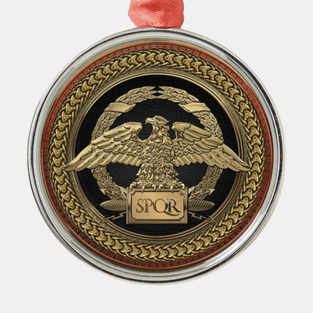 [200] Gold Roman Imperial Eagle on Gold Medallion Metal Tree Decoration (Front)