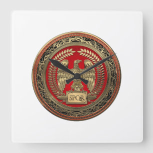 [200] Gold Roman Imperial Eagle Square Wall Clock