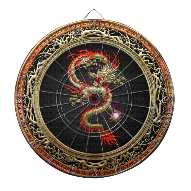 [200] Golden Chinese Dragon Fucanglong Dartboard (Front)