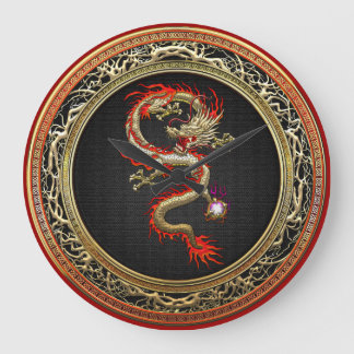 [200] Golden Chinese Dragon Fucanglong Large Clock