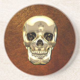 [200] Golden Human Skull Coaster