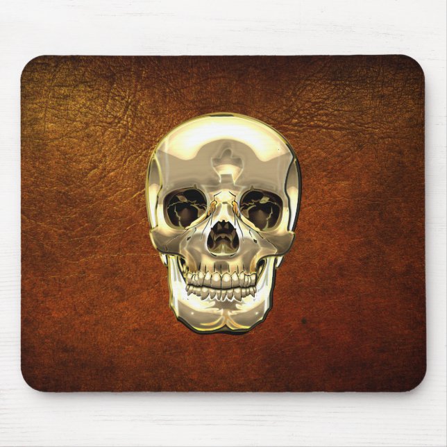 [200] Golden Human Skull Mouse Mat (Front)
