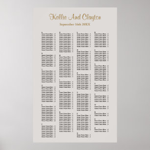 200 Gray Simple Wedding Seating Chart