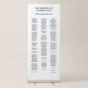 200 Guest Alphabetical Wedding Seating Chart Retractable Banner