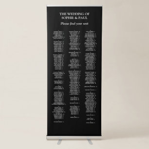 200 Guest Black Alphabetical Seating Chart Retractable Banner
