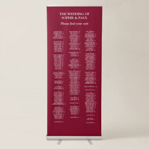 200 Guest Burgundy Alphabetical Seating Chart Retractable Banner