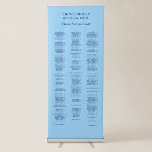 200 Guest Cornflower Blue Wedding Seating Chart Retractable Banner