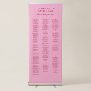 200 Guest Pink Magenta Wedding Seating Chart Retractable Banner