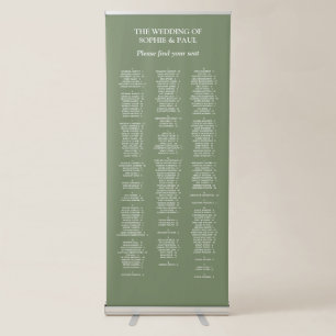 200 Guest Sage Green Wedding Seating Chart Retractable Banner