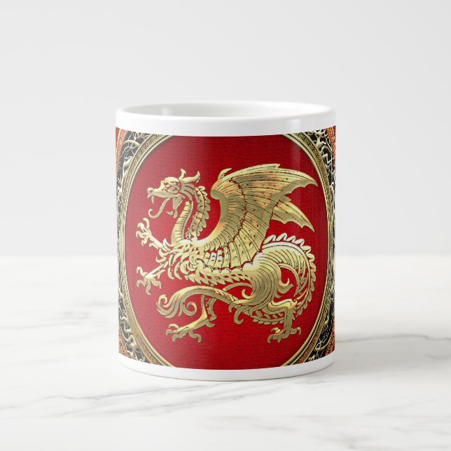 [200] Icelandic Dragon, Landvættir [Gold] Large Coffee Mug (Front)