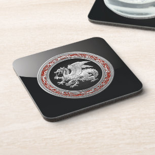 [200] Icelandic Dragon, Landvættir [Silver] Coaster