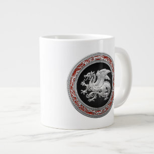 [200] Icelandic Dragon, Landvættir [Silver] Large Coffee Mug