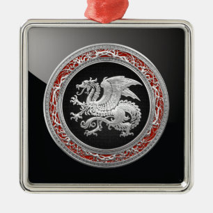 [200] Icelandic Dragon, Landvættir [Silver] Metal Tree Decoration