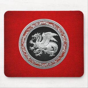 [200] Icelandic Dragon, Landvættir [Silver] Mouse Mat