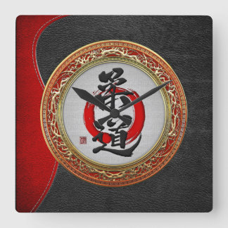 [200] Japanese Martial Arts Calligraphy: Judo Square Wall Clock