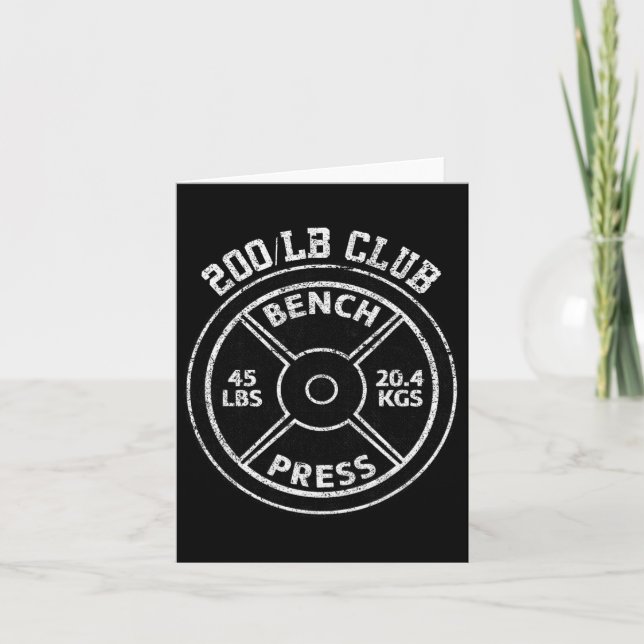 200 Lbs Pound Bench Press Club Gym Weightlifting P Card (Front)