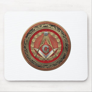 [200] Master Mason - Gold Square & Compasses Mouse Mat