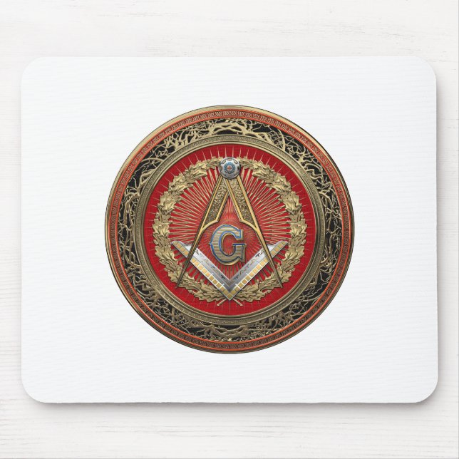 [200] Master Mason - Gold Square & Compasses Mouse Mat (Front)