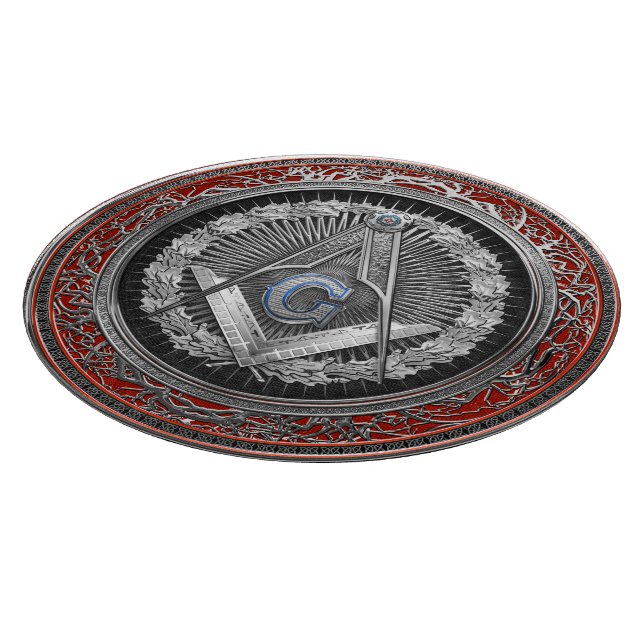 [200] Master Mason - Silver Square & Compasses Cutting Board (Corner)