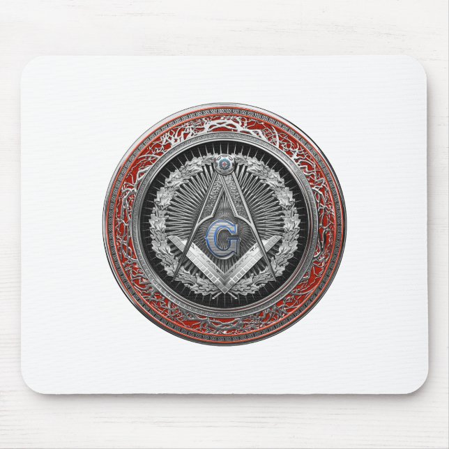 [200] Master Mason - Silver Square & Compasses Mouse Mat (Front)