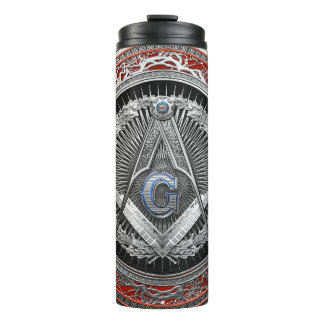 [200] Master Mason - Silver Square & Compasses Thermal Tumbler