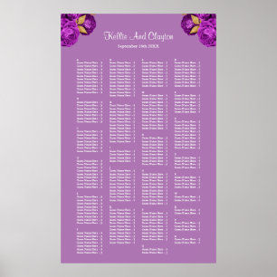 200 Red And Gold Floral Wedding Seating Chart