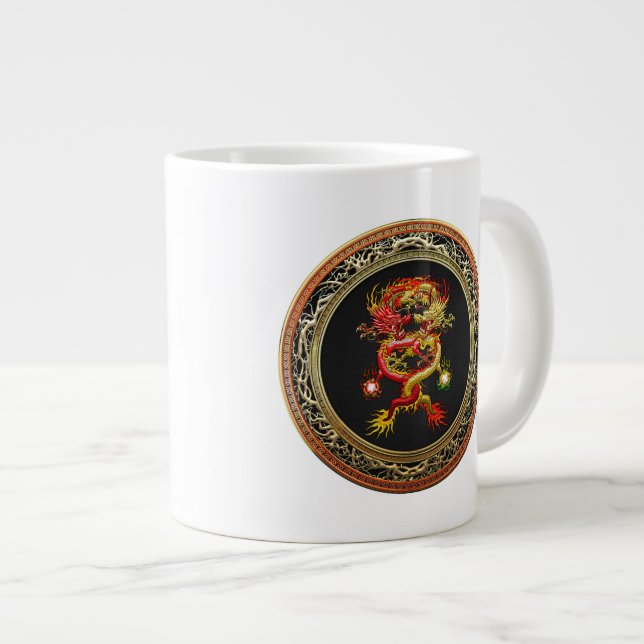 [200] Red and Yellow Dragons Large Coffee Mug (Front Right)