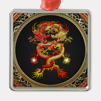 [200] Red and Yellow Dragons Metal Tree Decoration
