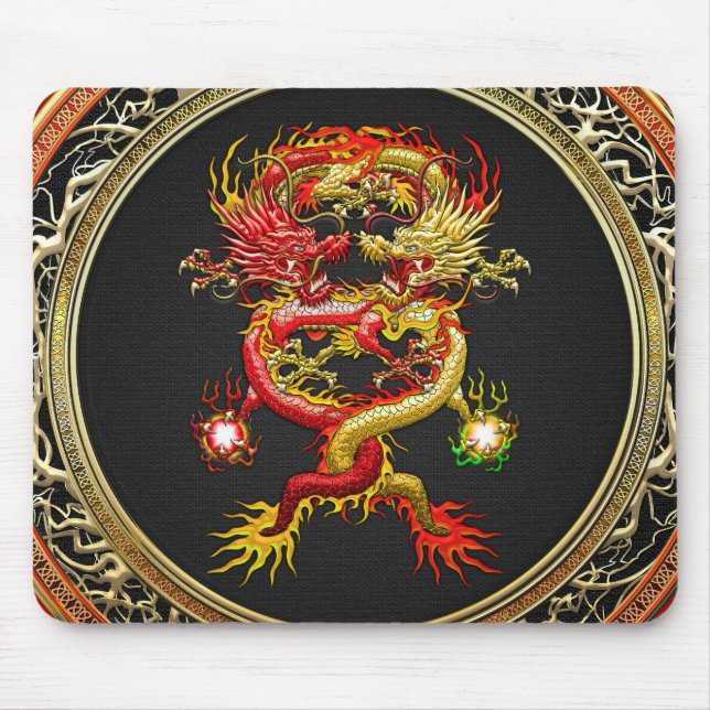 [200] Red and Yellow Dragons Mouse Mat (Front)