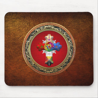 [200] Rosy Cross (Rose Croix) on Red & Gold Mouse Mat