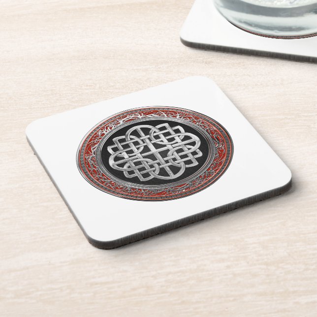 [200] Sacred Celtic Silver Knot Cross Coaster (Left Side)