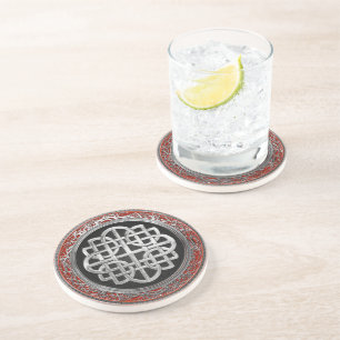 [200] Sacred Celtic Silver Knot Cross Coaster