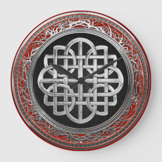 [200] Sacred Celtic Silver Knot Cross Large Clock
