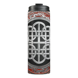 [200] Sacred Celtic Silver Knot Cross Thermal Tumbler