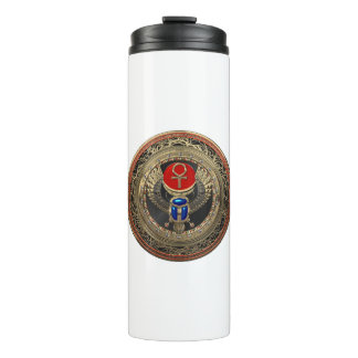 [200] Sacred Gold Egyptian Winged Scarab with Ankh Thermal Tumbler