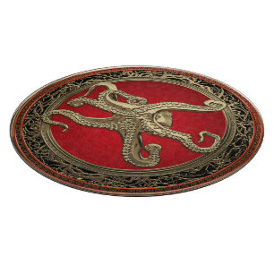 [200] Sacred Gold Octopus in Defensive Posture Cutting Board