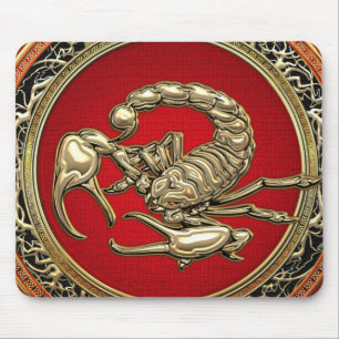[200] Sacred Golden Scorpion on Red Mouse Mat