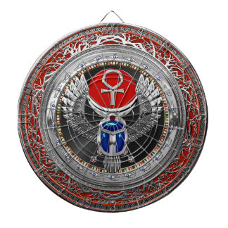 [200] Sacred Silver Egyptian Winged Scarab & Ankh Dartboard
