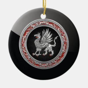 [200] Sacred Silver Griffin Ceramic Tree Decoration