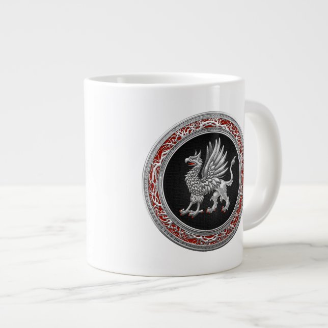 [200] Sacred Silver Griffin Large Coffee Mug (Front Right)